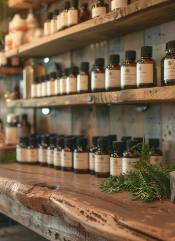 In a quaint apothecary shop shelves are lined with herbal remedies potions and elixirs all made with natural ingredients and carefully crafted for holistic wellness.